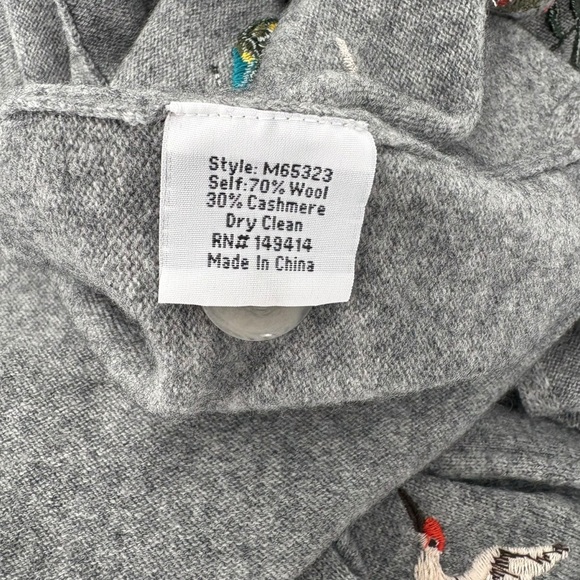 Johnny Was Heron Embroidered Wool Cashmere Midi Vest Gray Designer Size XS - Picture 15 of 16